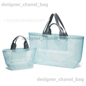 Totes Japanese Summer New Fashion Brand Dean Delica Mesh Bag Large Capacity Shopping Bag Single Shoulder Bag Beach Handbag T240416