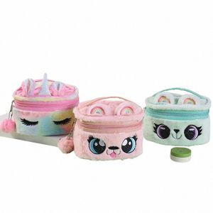 Nowa torba do makijażu Carto Big Eyes Plush Children's Słodka torba do przechowywania dziewczyna jednorożec worki haftowe p1fz#