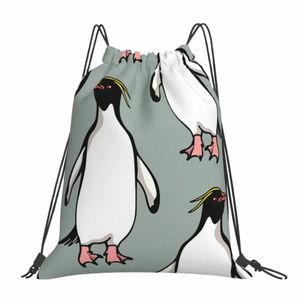 king Penguin Pattern Backpacks Casual Portable Drawstring Bags Drawstring Bundle Pocket Sports Bag Book Bags For Travel Students 12q0#