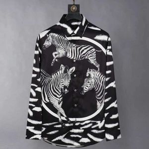 Camisas casuais masculinas Marca Zebra Stripes for Men 50% de seda