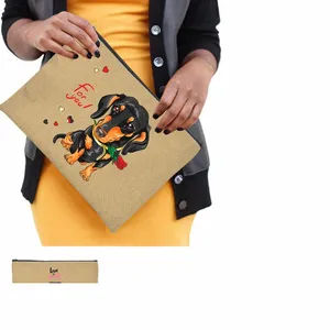 Korta ben men stor attityd Dachshund Dog Print Makeup Bag Travel Toatetry Organizer Kvinnor Kosmetiska väskor Dragkoppling Koppling Pouch Q8ym#