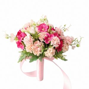 Yo Cho Bride Wedding Bouquet fr Pink Artificial Fr Bouquet Silk Rose Fortune Ball Bnia Wedding Bouquets Bridesmaid 06GJ#