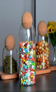 1pcslot Ball cork lead glass jars with lid bottle storage jar sealed tea box grain transparent coffee can8459867