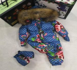 Inverno recém -nascido Roupas de bebê 90 pato039s Down Jacket Baby meninos meninas espessando macacões com peles de pele de verdade