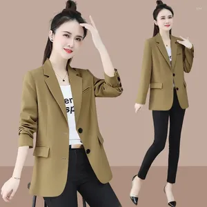 Kadınlar Katı Uzun Kollu Blazers Moda Konforlu Ofis Tasarımı Tek Düğme Mizaç All-Match Street Giyim Blazer