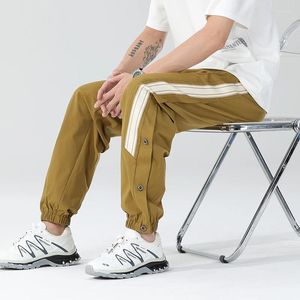 Men's Pants Summer Casual With Side Stripe Buckle Running Shorts Loose Quick-drying Tide Ice Cool Tied Foot