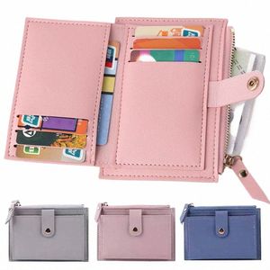 fi Women Wallets Leather Female Purse Mini Hasp Solid Multi-Cards Holder Coin Short Wallets Slim Small Wallet Zipper Hasp 76wJ#