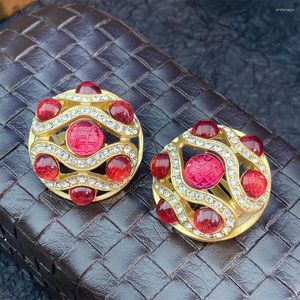 Rücken Ohrringe Vintage Temperament Kupfer Gold plattiert farbig Strass für Frauen Girl Ear Clip Geschenkparty Fein Schmuck