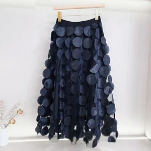 Kjolar 3d design mesh tyll kjol flickor kvinnor elastiska parti lång polka dot klänning mode