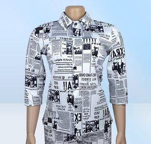 レディースツーピースパンツスペイパー印刷衣装INSファッション34スリーブシャツナイトクラブパーティーセット5743148