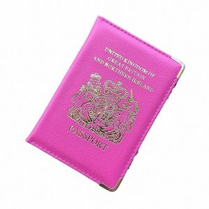 イギリスの英国パスポートカバーパスポートの英国の女性ケースイギリスのパスポートのピンクガールズカバーC76G＃