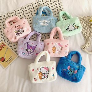 Kawaii Plush Bag Kuromi My Melody Anime Handbags Cinnamoroll Winter Luxury Brand Design Tote Bags Girls