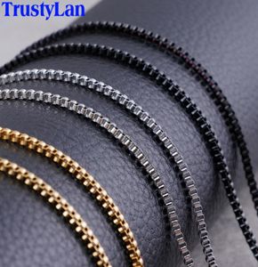 2mm Golden Black Tone Box Chain Colar Women Moda 316L Colares de aço inoxidável para homens Jóias de jóias de Natal Presentes de Natal7810939