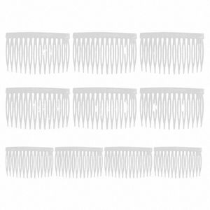 10 Pcs/set Bride Tiara Veil Comb Plastic Black White Transparent Fork Combs Veil Hair Accories y42E#