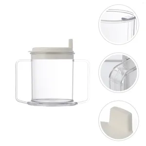 Disposable Cups Straws Double Handle Old People Cup Multi-functional Beverage Creative