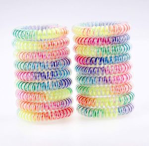 Kids Girl Rainbow Color Telephone Wire Hair Tie Girls Elastic Hairband Ring Rope Bracelet Stretch Scrunchy Accessories6651374