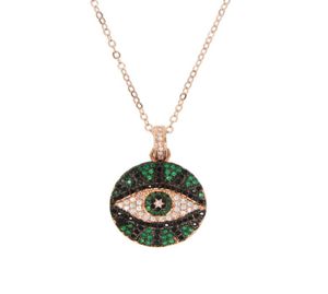 Fashion cute Evil Eye Pendant Necklaces for Women paved green black Cubic Zirconia Crystal charm nice Pendants Jewelry rose gold623724663