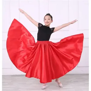 Stage Wear Kids Girls Belly Dance Costumes For Children Dancing Bollywood Performance Gypsy Solid Satin Skirt