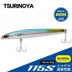 TSURINOYA 115S Max 80m Long Casting Slim Sinking Pencil 115mm 20g Tungsten Weight Saltwater Fishing Lure Hard Bait Model 240315