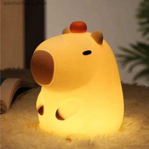 Lampade sfumature simpatiche silicone capybara night luci per bambini la luce notturna regalo usb ricarica animale da letto thinding funzione di tempismo q240416