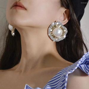 Dangle Earrings Light Luxury Elegant For Women S925 Silver Needle Micro-sticky Drill Delicate Bezel Imitation Pearl Ears