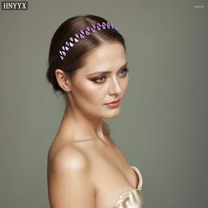 Клипы для волос Hnyyx Wavy Afinestone аксессуар Purple Fashion Bridal Trend Head Party Daily Hear Crystal Узкая повязка на голову A135