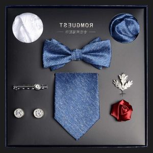 Conjunto de gravata masculino preto azul, caixa, presente de negócios formal, presente para o Dia dos Namorados do namorado e marido