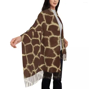 Scarves Cow Print Scarf With Long Tassel Animal Skin Hide Warm Shawl Wrap Men Women Design Wraps Winter Bandana