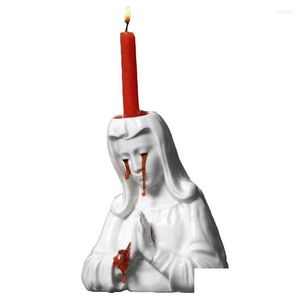 Candle Holders Strange Home Deocr Candlestick Creative Wee Mary Holder Resin Decoration Ornaments Crafts Drop Delivery Garden Dhd6Q