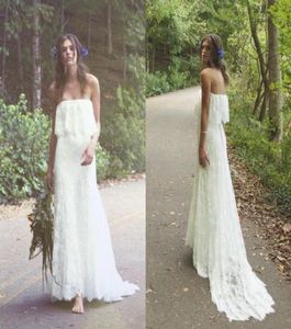 Neue Boho -Brautkleider mit trägerloser Reißverschluss Rücken Langer Spitzen Spring Sommer Brautkleider formelle Frauen Besonderer Anlass Vestid8538679