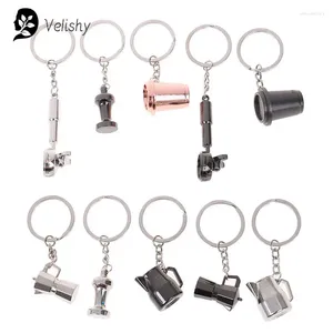 KeyChains Creative Coffee Kichain Handle Keyring Portable Machine Pitcher Coffeeware Acessórios Presente Presente