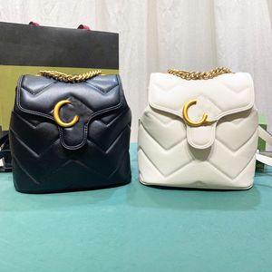Buchbeutel GGG Marmont Designer Mini -Rucksack für Frauen Cowhide Clutch Flap Back Backpack Mode Kette Handtasche Body Schoolbag Pendelbeutel