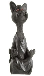 Wunderliche schwarze Buddha Katze Figur Meditation Yoga sammelbar fröhliche Dekor Kunst Skulpturen Gartenstatues Hausdekorationen 1094199