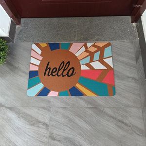 Tappeti Benvenuto tappetino da porte davanti divertimento con pormaste corridoio ingresso tappeto di tappeti di gomma della casa Design colorato anti -slip Hello