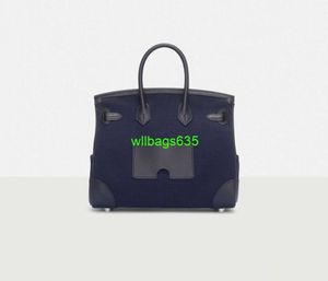 Ladung Totes Bk Stoff Handtasche handgefertigt Platin -Beutel handgefertigt 25 cm Laderonte mit Swift Leder Have Logo Hbjsz2