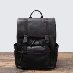 Backpack Vintage Leather Men's Top Layer Cowhide Fashion Travel Bag Large Capacity Schoolbag 15.6 Inch Laptop