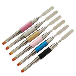 new 1pcs Dual Ended Nail Art Brushes Acrylic UV Gel Extension Builder Flower Painting Pen Brush Remover Spatula Stick Manicure Toolsfor Gel