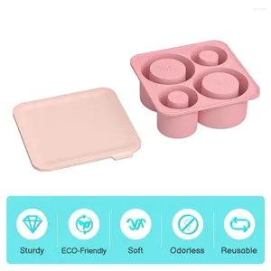 Baking Moulds Silicone Ice Tray Food-grade Cube Mold Bpa-free With Lid For 20/30/40oz Tumblers 4 Cavities Summer