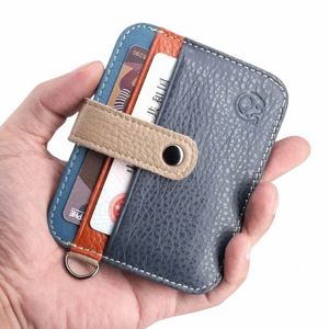 100％Cowhide Leather Credit Card Wholder Men Mini Mini Slim Wallets Small Coin Purse Bank IDカードケースパッケージポーチカードホルダーJ2K2＃