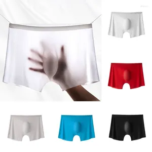 Underpants Men Intwear Morbida seta di ghiaccio senza cuciture Boxershorts estate Ultratino elastico mutande trasparenti pantaloni da boxer maschile