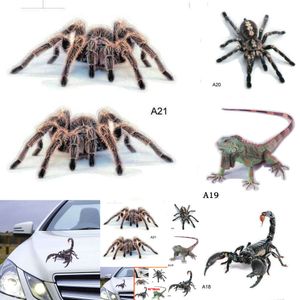 2024 2024 1/2 Sheets 3D Animal Simulation Car Stickers Waterproof Animal Pattern Car Window Glass Stickers Rearview Mirror Bumper Decals