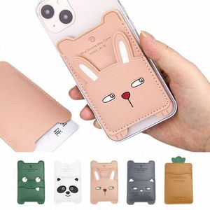 card Holder PU Leather Adhesive Sticker ID Bus Card Phe Card Holder Storage Wallet Phe Back Pocket Mobile Wallet y8OX#