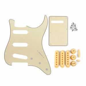 Pegs Nowe kremowe części gitary 11 dołków SSS Guitar Pickguard St Pickup Pickup Pickup Knobs WICK TREMOLO RAM