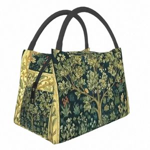 Tree of Life di William Morris Bag del pranzo isolato termico Donne Floral Textile Pattern Pranzo portatile Center Food Box O1F0#