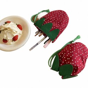 stor kapacitet söt jordgubbe dragskonväska förvaring väska koreansk stil kosmetisk väska makeup ficka skönhet verktyg påse v7qc#