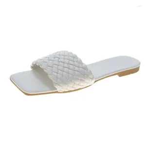 Slippers 2024 Temperament Women Braided Design Charm Open-toe Set Foot Beach Flat Sandals Casual Flip Flops Shoes