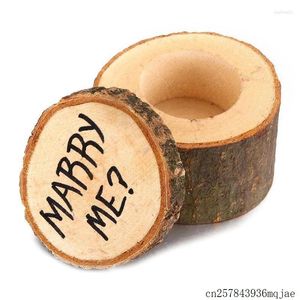 ギフトラップ100pcs木製の結婚指輪ボックスと結婚する装飾箱生態学的な単語刺繍用品