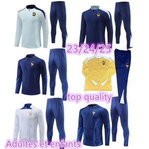 24 25 French Tracksuit Kids Kit Set Euro Cup Mbappe Survetement Football Jogging Equipe de 23 24 25 Soccer Training Suit 2024 Child Boy Set Long Sleeve