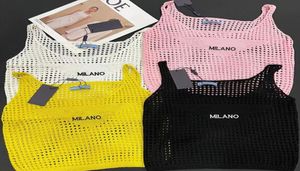 As últimas projetações de verão malhas malhas tsshirt moda tendência de bordas rosa sexy solta super fria, alça de ombro largo colete 9352447