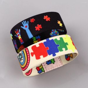 Bangle DZ4004 Autism Awareness Puzzle Bracelet For Women Men Wrist Hand Fashion Sport Jewelry Accessories Rock Gifts